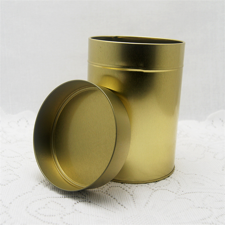 Aangepaste logo gouden kleur ronde thee Tin Box Custom Logo Gold Color Round Tea Tin Box