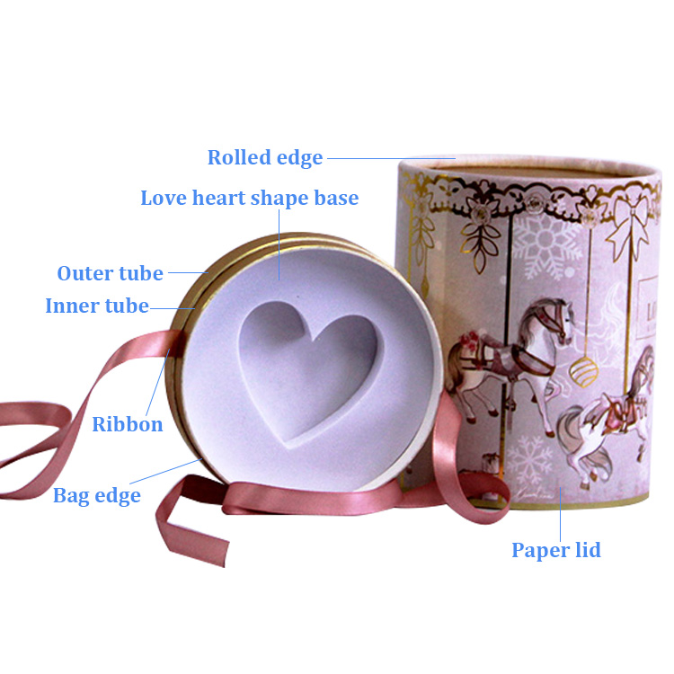 Paper tube jewelry gift box with ribbon Paper tube jewelry gift box with ribbon
