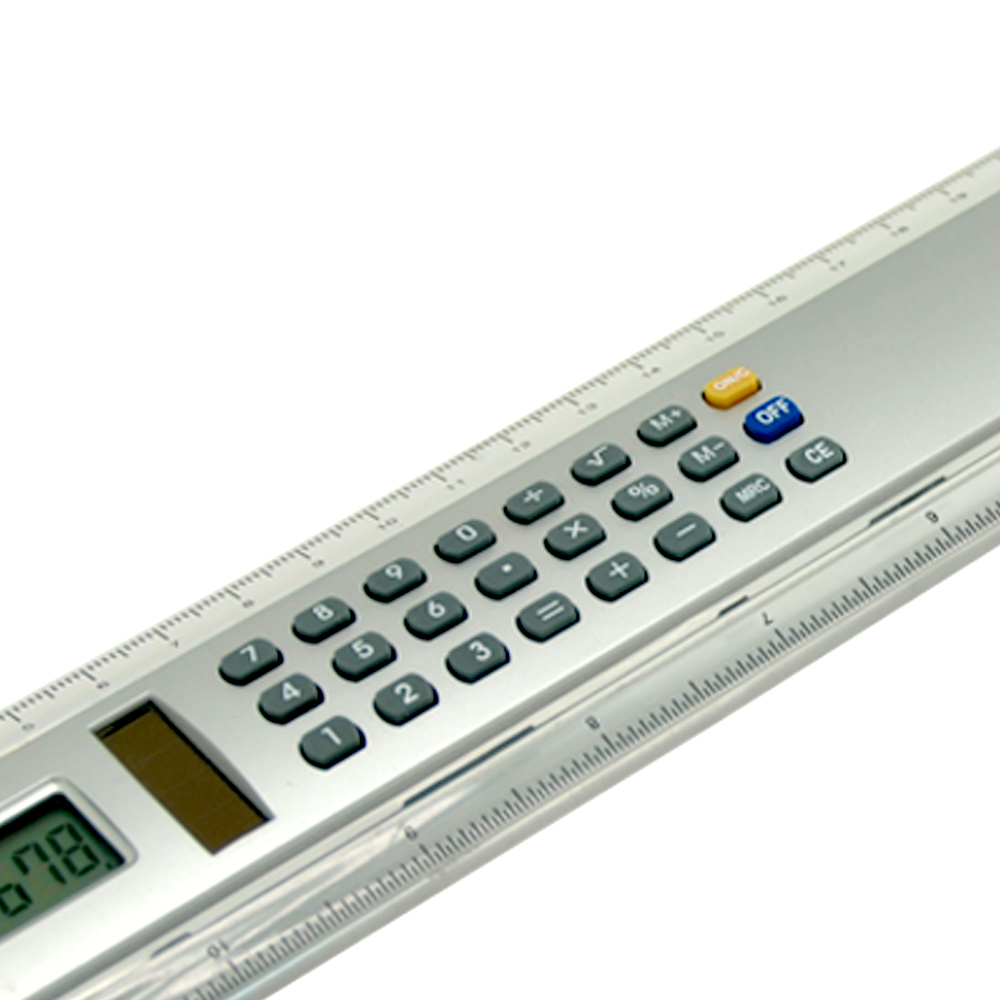 8 Aluminium Feel Solar Powered Calculator Ruler