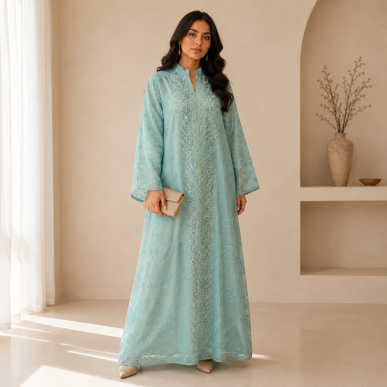 Colorful Mesh Sequin Abaya Design Colorful Mesh Sequin Abaya Design