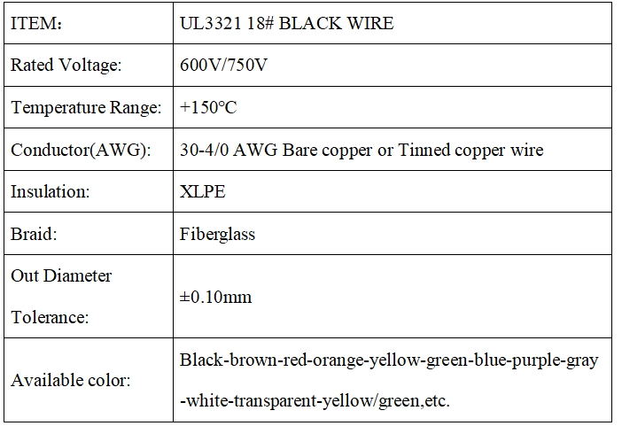 UL3321 18# BLACK WIRE UL3321 18# BLACK WIRE