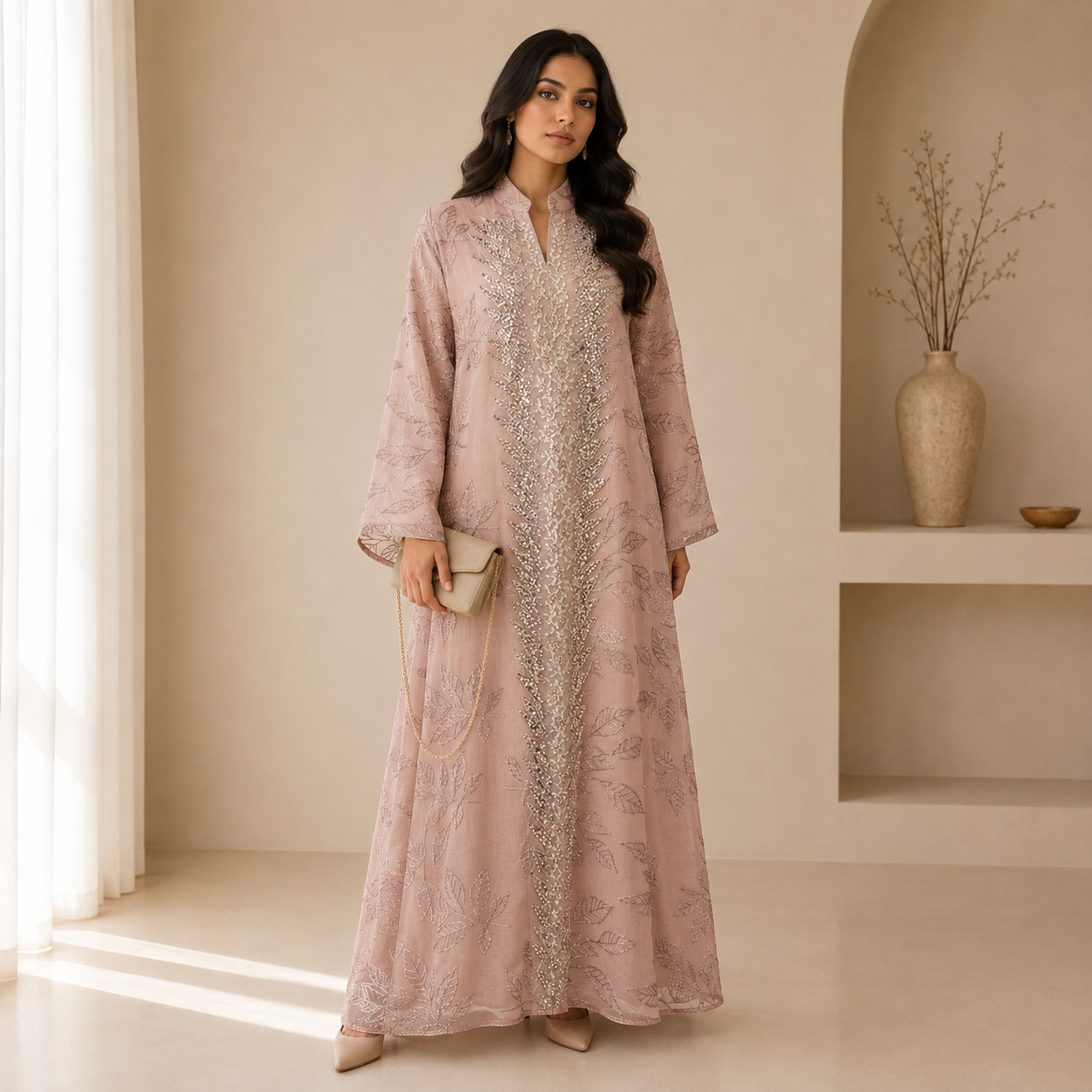 Luxury Sequin Embroidery Abaya Detail Luxury Sequin Embroidery Abaya Detail