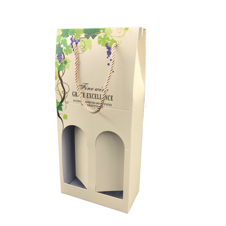 स्वनिर्धारित ब्राउन क्राफ्ट पेपर पोर्टेबल वाइन बैग Customized Brown Kraft Paper Portable Wine Bag