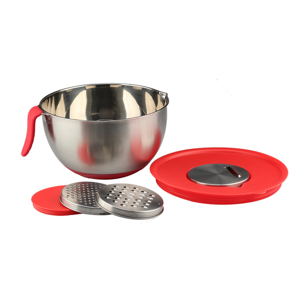 Bolso Mezclador Mango Rojo Con Virutas Red Handle Mixing Bowl With Shavings