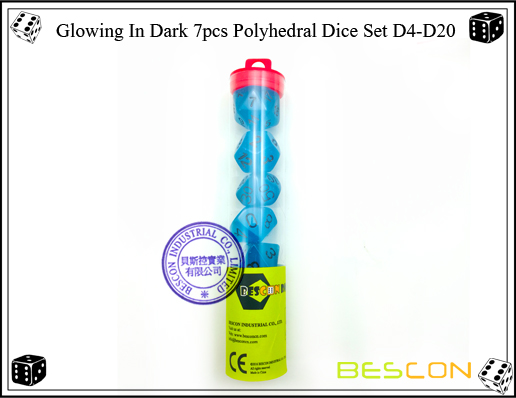 Incandescente en 7pcs oscuro poliédrico conjunto de dados D4-D20-8 Glowing In Dark 7pcs Polyhedral Dice Set D4-D20-8