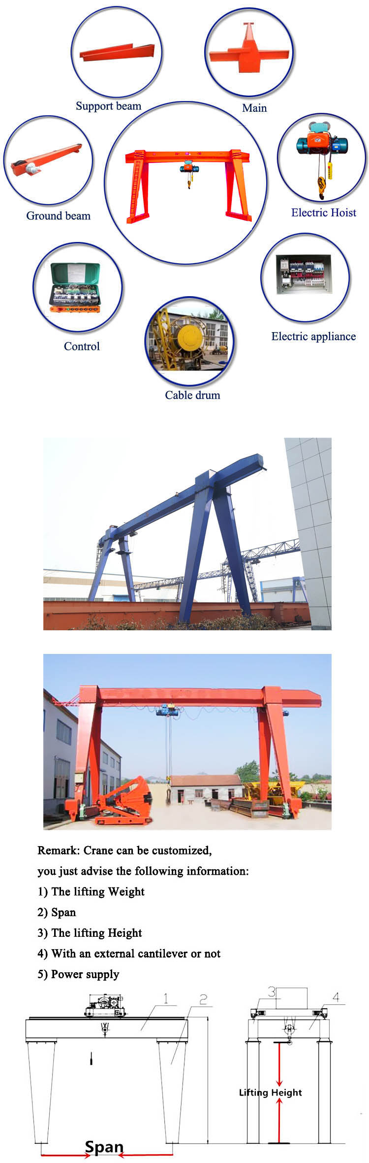 MH type electric hoist gantry crane