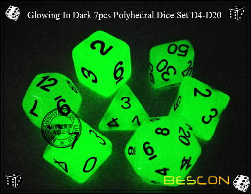 Incandescente en 7pcs oscuro poliédrico dados D4-D20-2 Glowing In Dark 7pcs Polyhedral Dice Set D4-D20-2