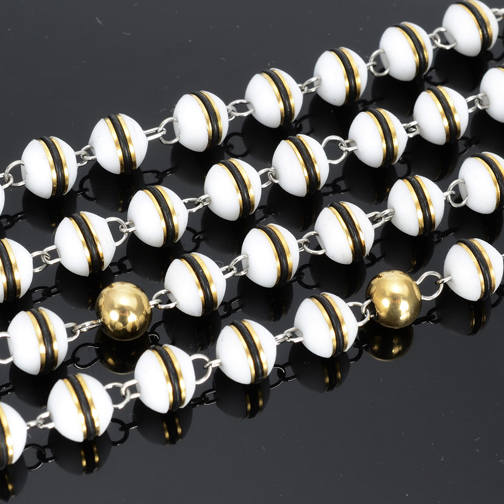 クロスシリコンロザリオビーズチェーンカトリックロザリオネックレス Cross Silicon Rosary Bead Chain Catholic Rosaries Necklace