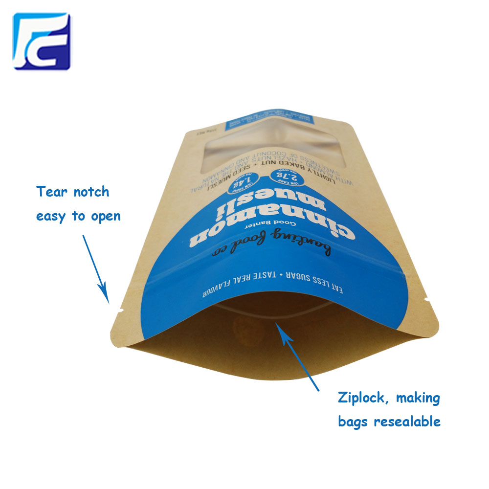 Sacchetto di carta Kraft con finestra trasparente Kraft Paper Bag With Clear Window
