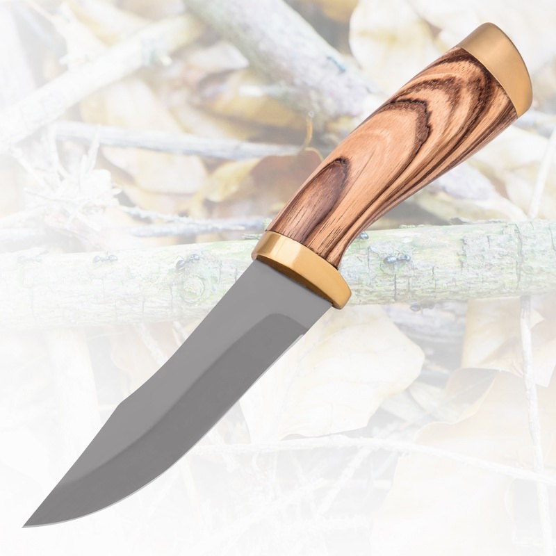 Copper Decorative Wooden Handle Hunting Survival Knife