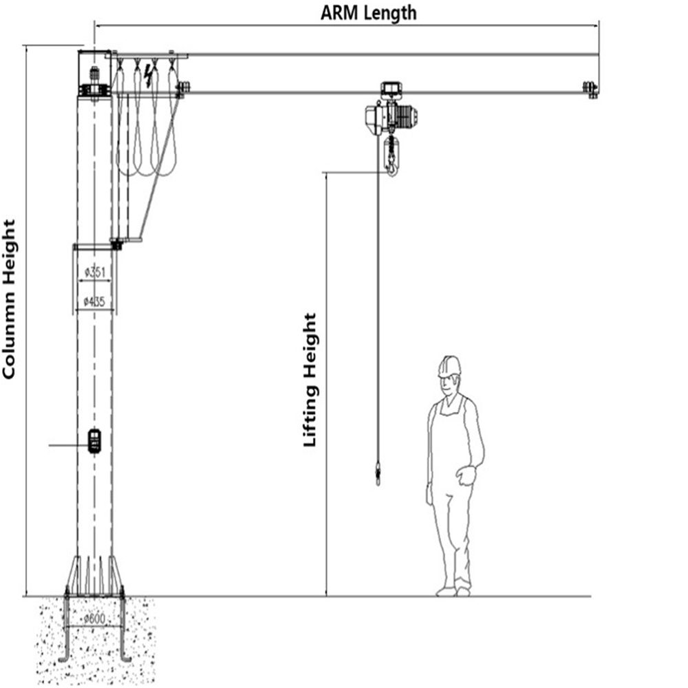 FLOOR JIB CRANE GENERAL DRAWING-LT CRANE