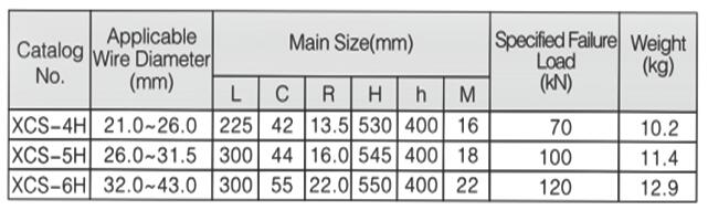 XCS Type Suspension Clamp Size XCS Type Suspension Clamp Size