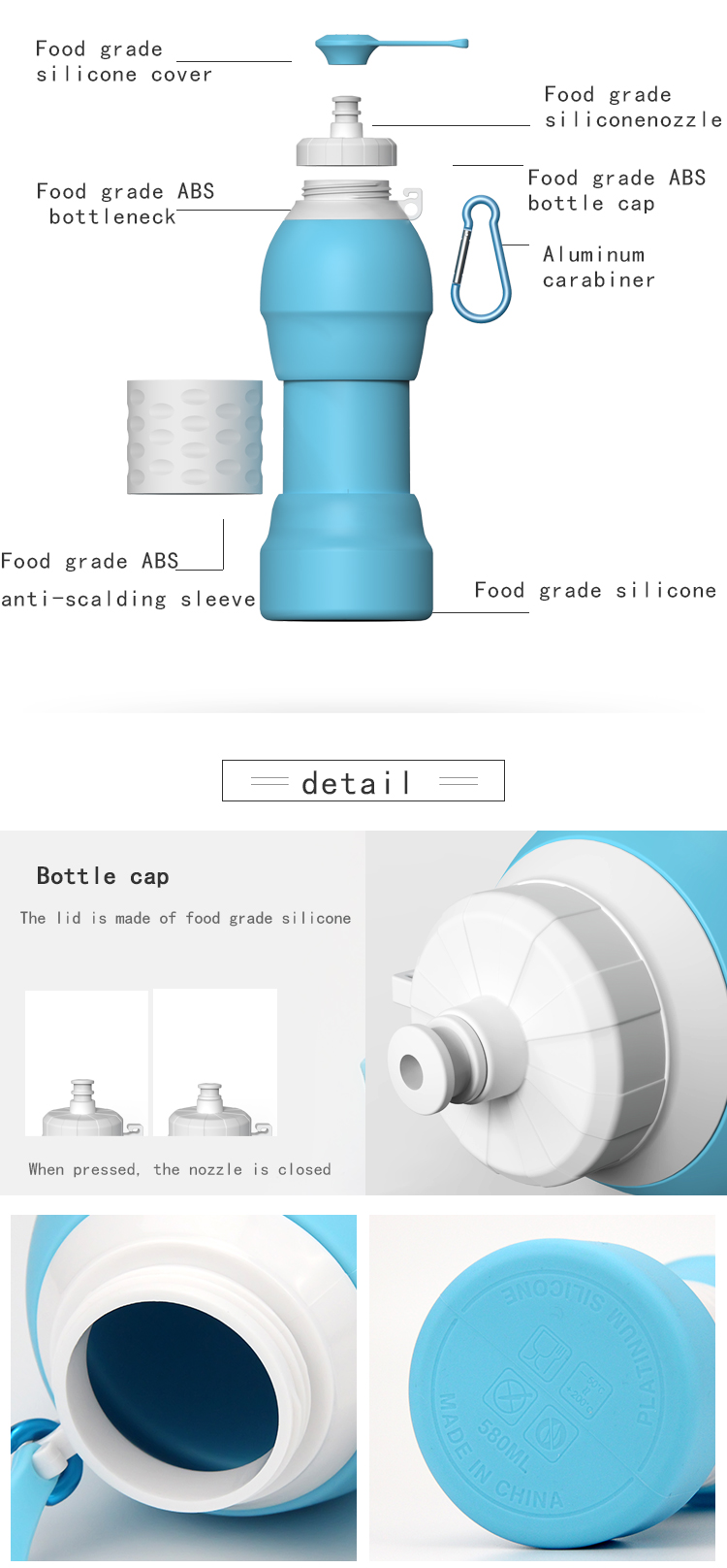 foldable water bottle MFZ-J018 foldable water bottle MFZ-J018