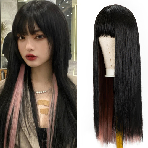 Long Straight Two Tone Cosplay Wig With Bangs Supplier, Supply Various Long Straight Two Tone Cosplay Wig With Bangs of High Quality