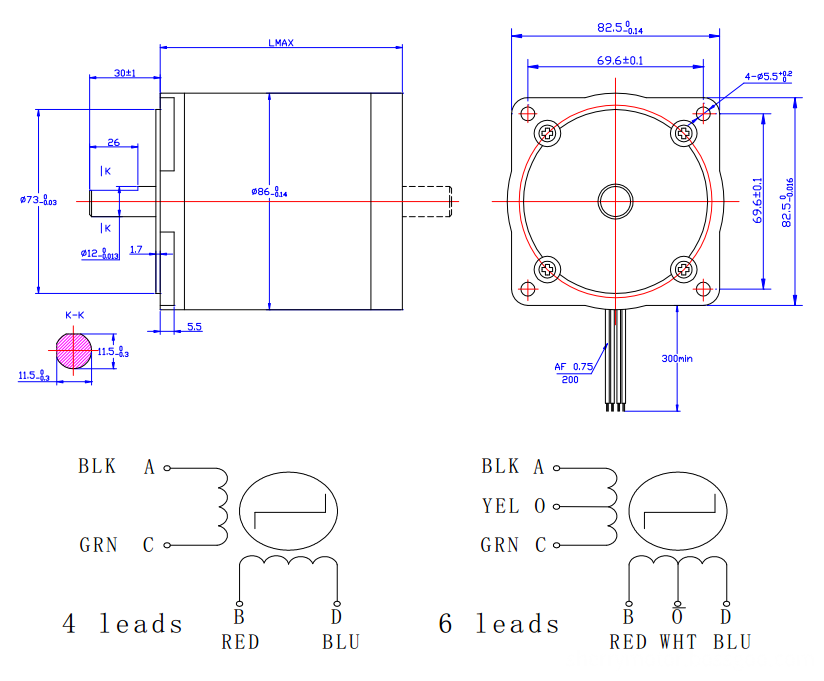 2-phase high precision hybrid stepper motor NEMA 34 flexible motor body length