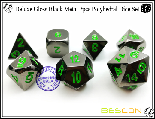 Металл 7шт. Полиэдральный набор для блеска Deluxe Gloss Black-7 Deluxe Gloss Black Metal 7pcs Polyhedral Dice Set-4