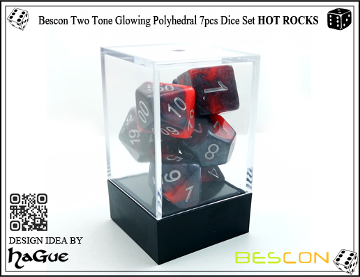 Bescon Two Tone Glowing Polyhedral 7pcs Dice Set HOT ROCKS-2 Bescon Two Tone Glowing Polyhedral 7pcs Dice Set HOT ROCKS-2