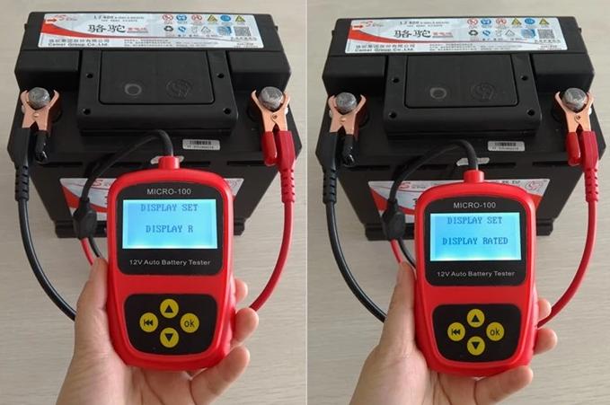 battery tester in use battery tester in use
