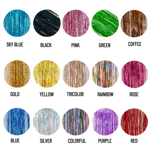 Alileader High Quality 14 Colors Shiny Soft Glitter Tinsel Hair Extension for Christmas New Year Party Supplier, Supply Various Alileader High Quality 14 Colors Shiny Soft Glitter Tinsel Hair Extension for Christmas New Year Party of High Quality