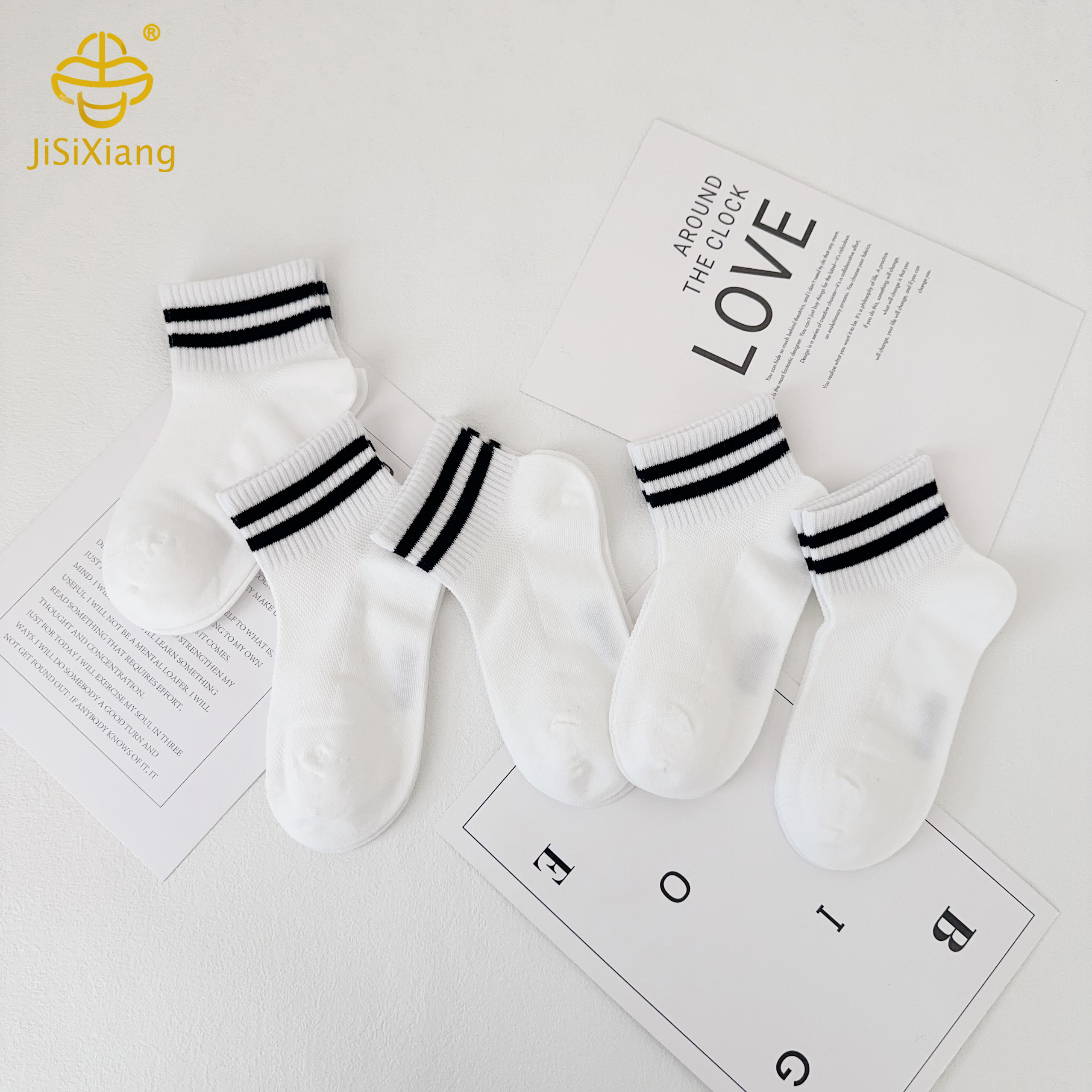 New mesh breathable striped short sock New mesh breathable striped short sock