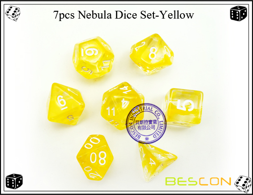 7pcs Nebula Dice Set-Jaune-4 7pcs Nebula Dice Set-Yellow-4