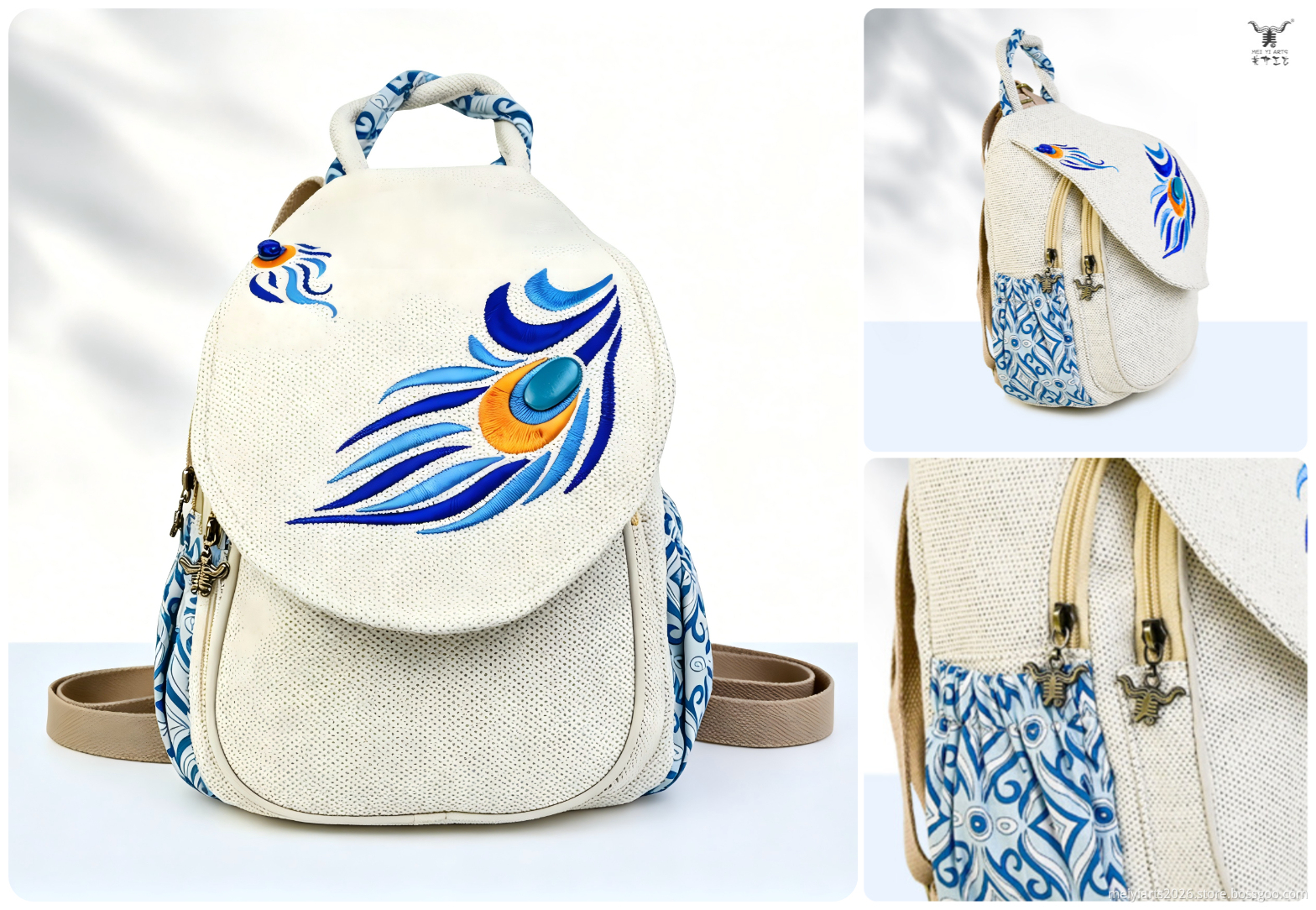 Polyester Cotton Peacock Backpack Polyester Cotton Peacock Backpack