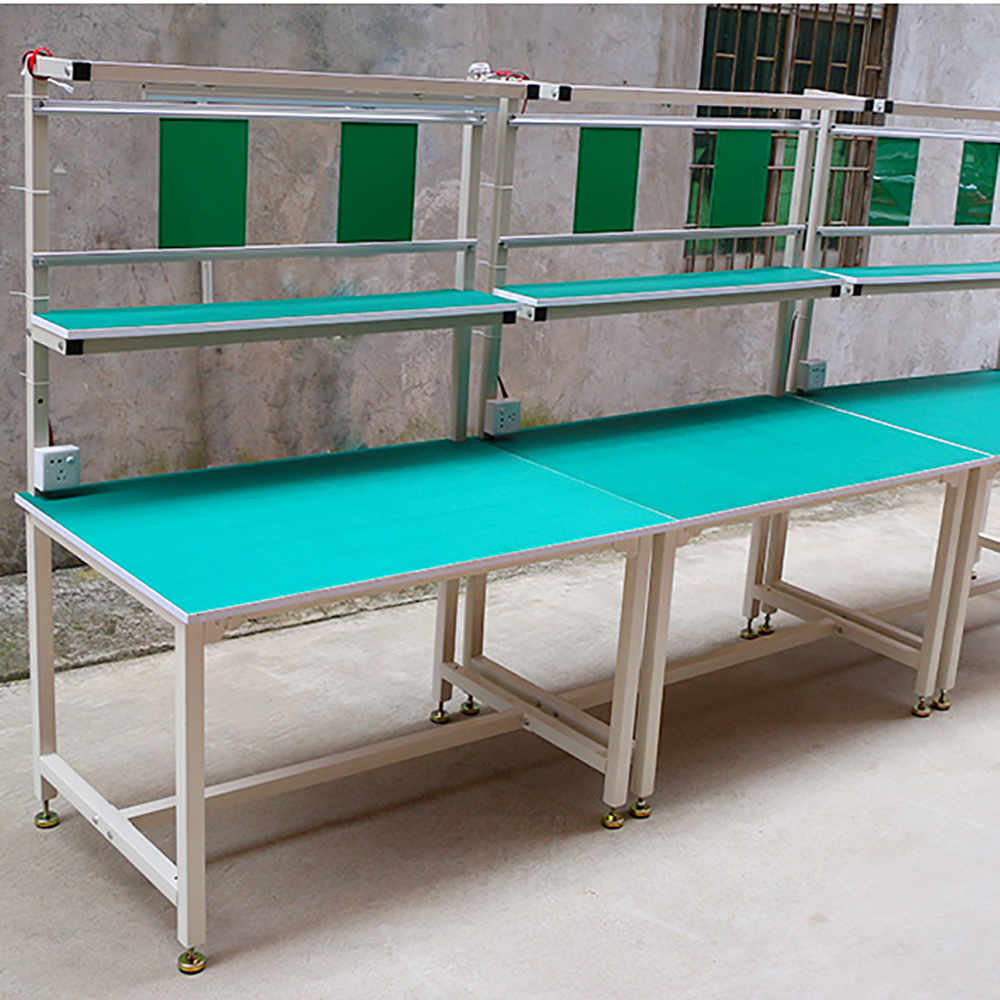 assembly table with painted steel