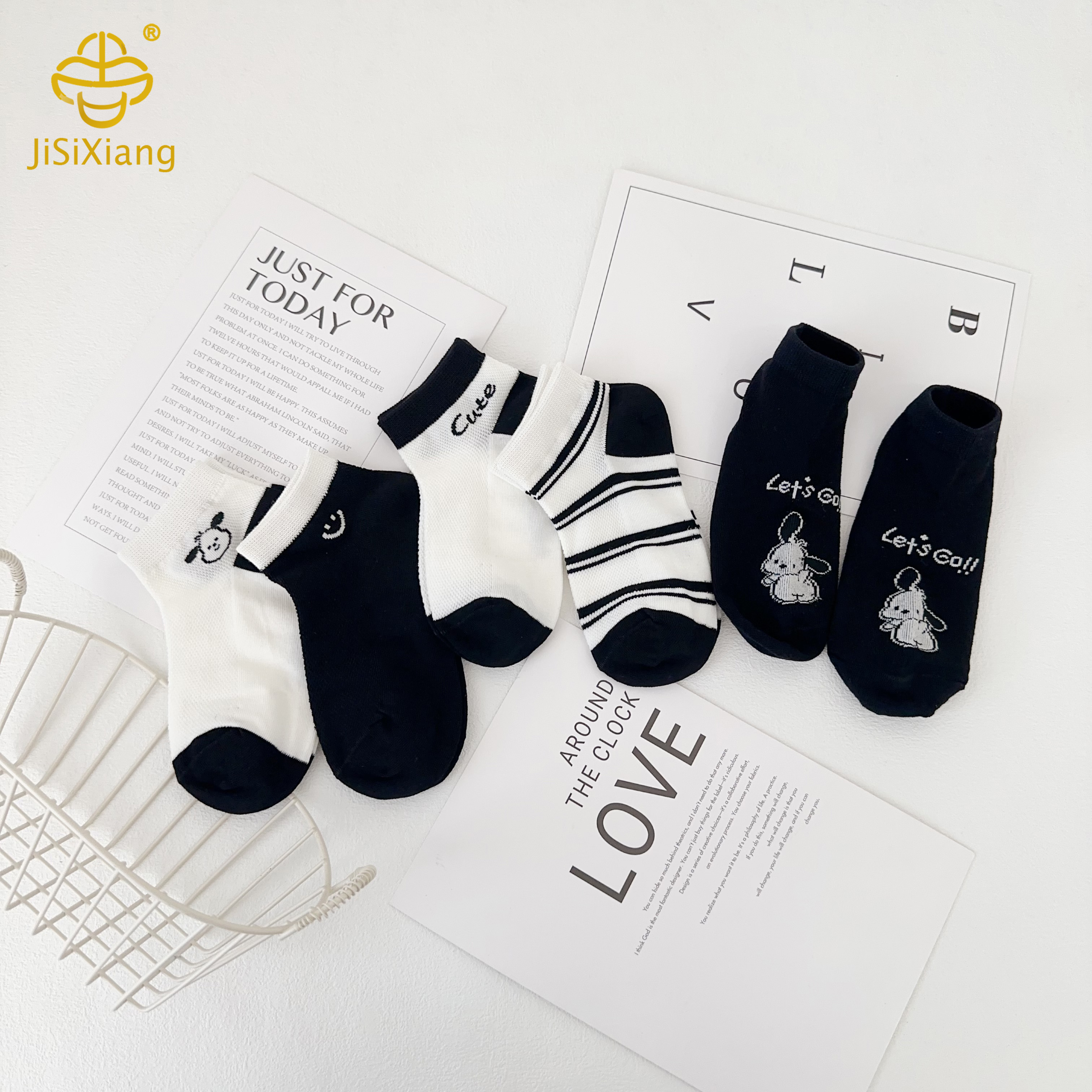 Pacha Dog Socks Mesh Breathable Boys' Black and White Socks Pacha Dog Socks Mesh Breathable Boys' Black and White Socks