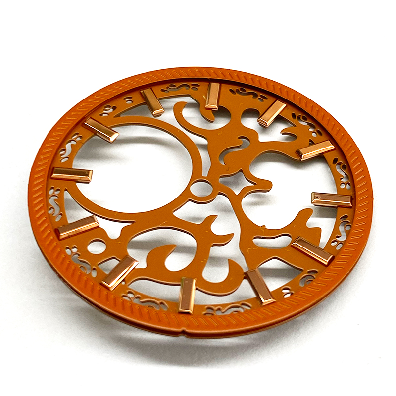 skeleton brass dial with metal indexes markers skeleton brass dial with metal indexes markers