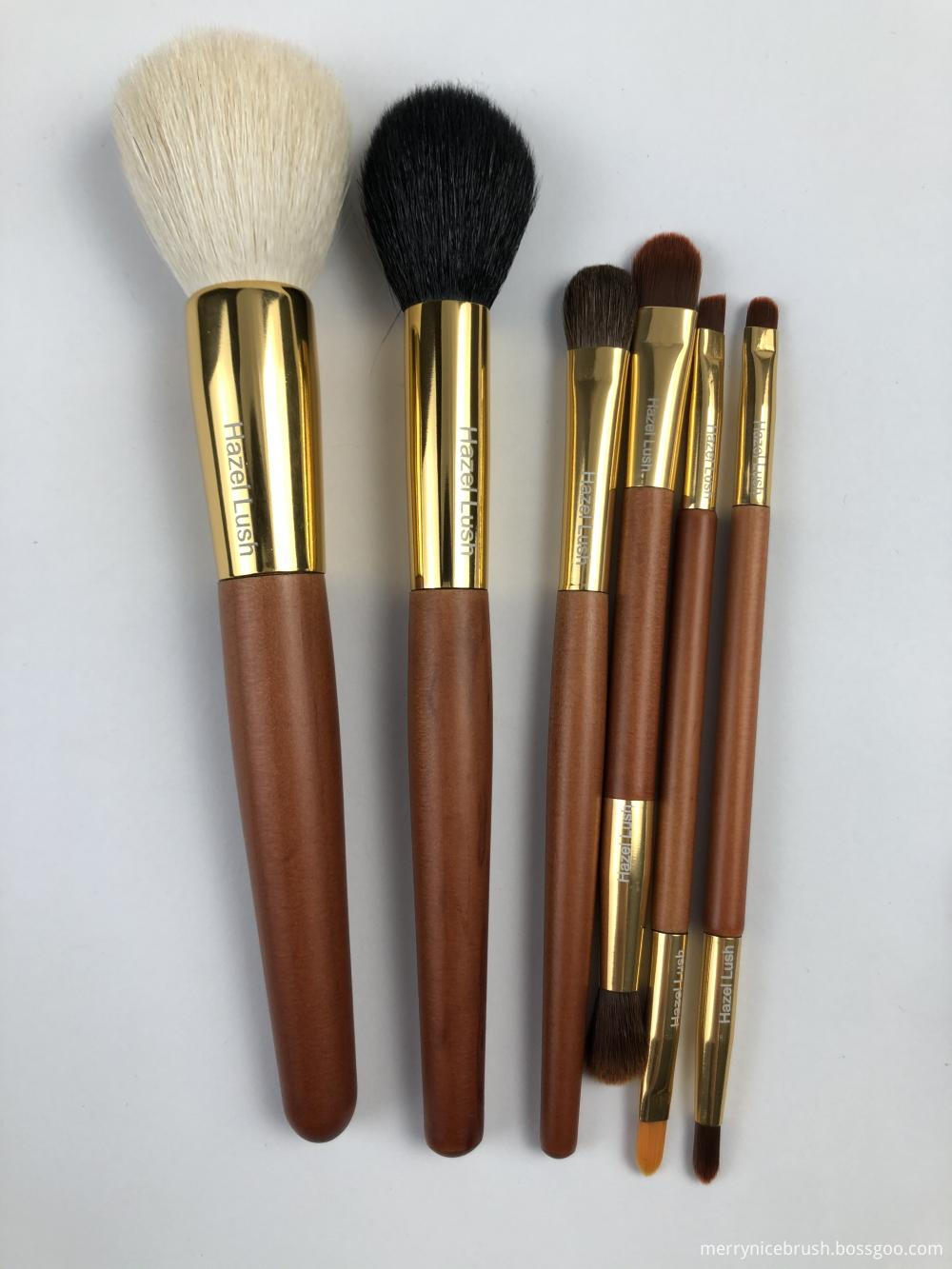 6 Pc Wooden Makeup Brush Set For Hazel Lush