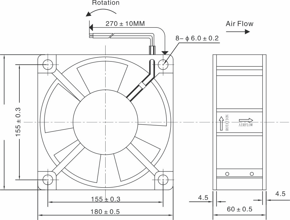 18060 Ac axiale ventilator 18060 Ac Axial Fan
