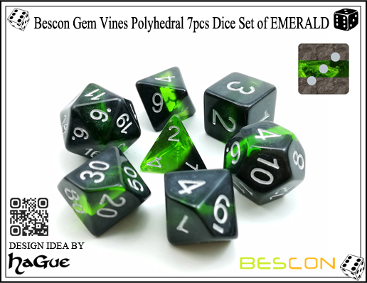 Bescon Gem Vines Polyhedral 7pcs Dice Set de EMERALD-2 Bescon Gem Vines Polyhedral 7pcs Dice Set of EMERALD-2