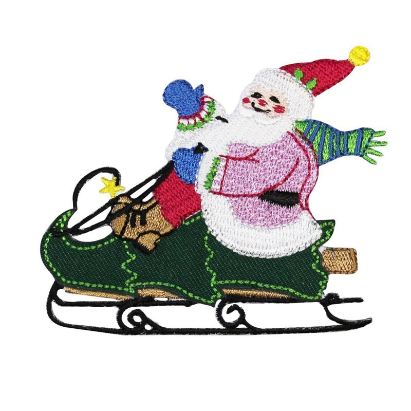 Santa Riding Christmas Tree Sleigh Embroidered Emblem Santa Riding Christmas Tree Sleigh Embroidered Emblem