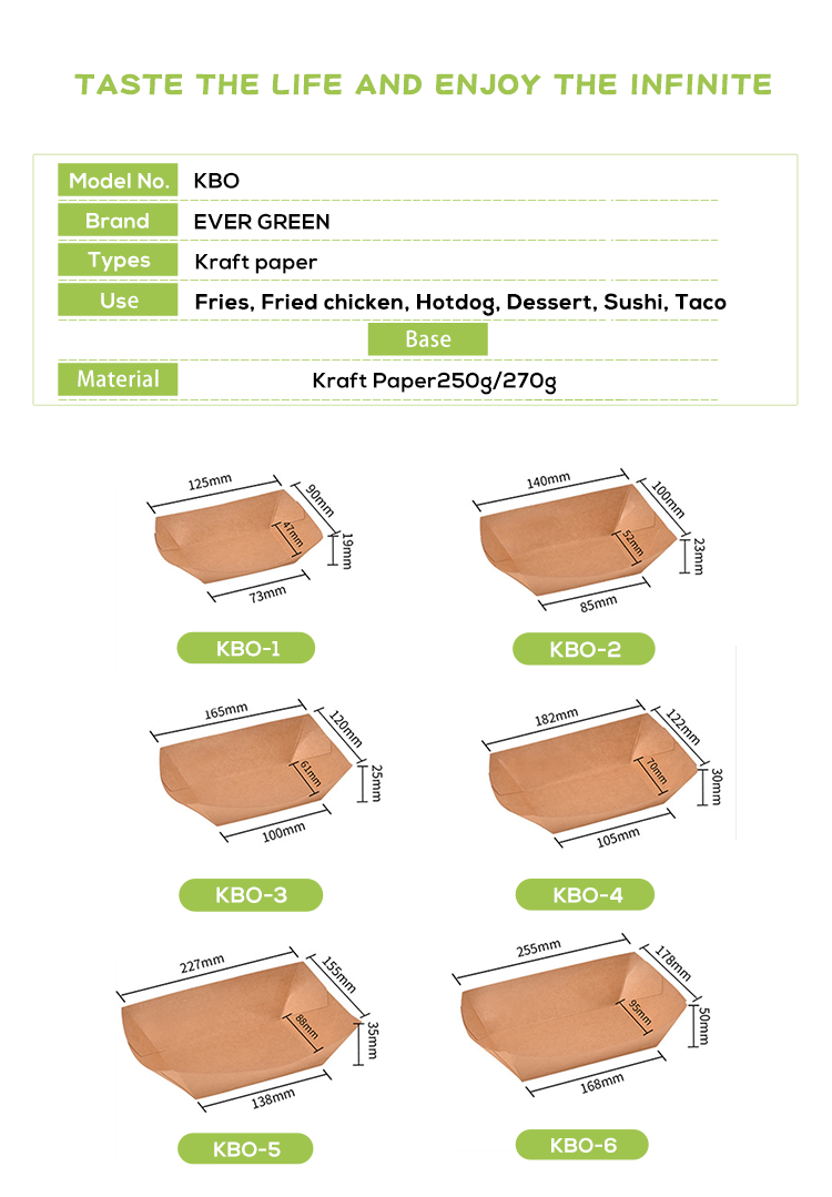 Detail Sizes-Kraft Paper Boat Tray Detail Sizes-Kraft Paper Boat Tray
