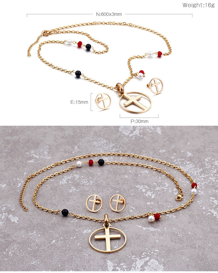 Τιτάνιο χάλυβα σταυρό κυρία κοσμήματα που Titanium steel cross lady's jewelry set