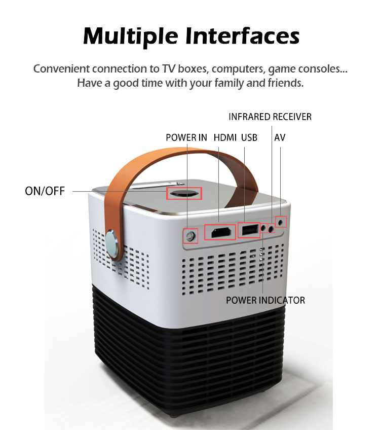 Wireless WiFi Portable Projector with Battery Auto Keystone/HDMI/USB Wireless WiFi Portable Projector with Battery Auto Keystone/HDMI/USB