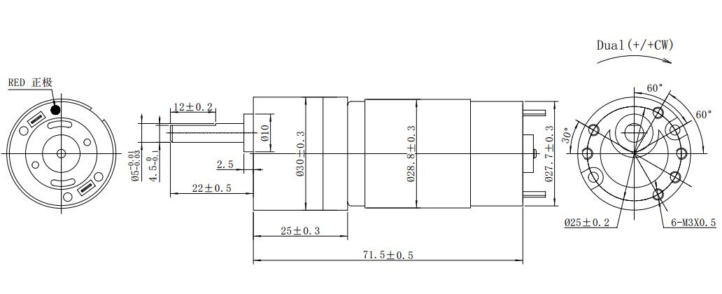 30mm dc spur gear motor