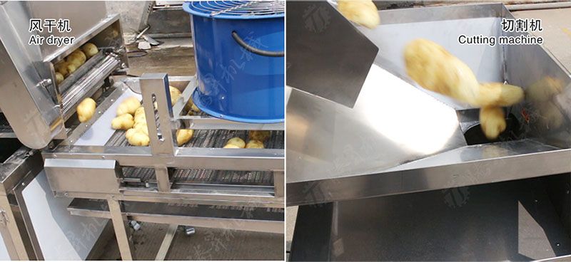 Potato Washing Peeling Drying Cutting Line Potato Washing Peeling Drying Cutting Line