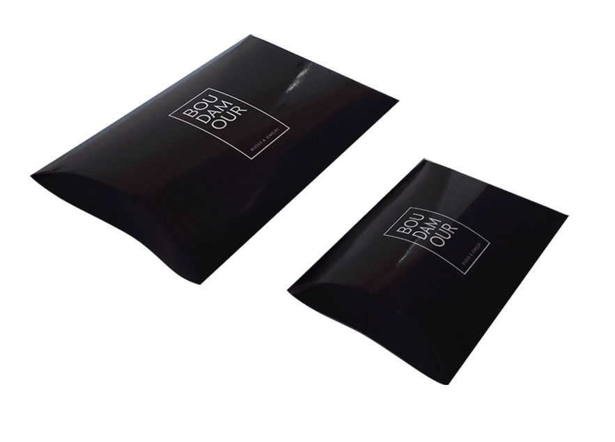 New Printing Logo black matte coated paper pillow boxes