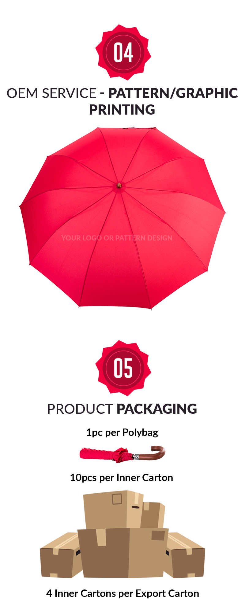 Uw Design houten handvat 2 opvouwbare paraplu Your Design Wooden Handle 2 Folding Umbrella