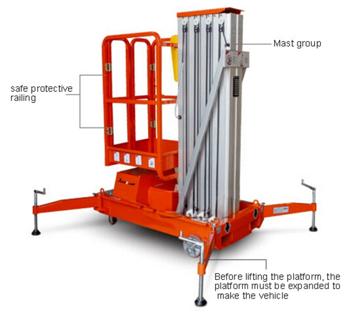 Single Mast Al Alloy Lift Platform 