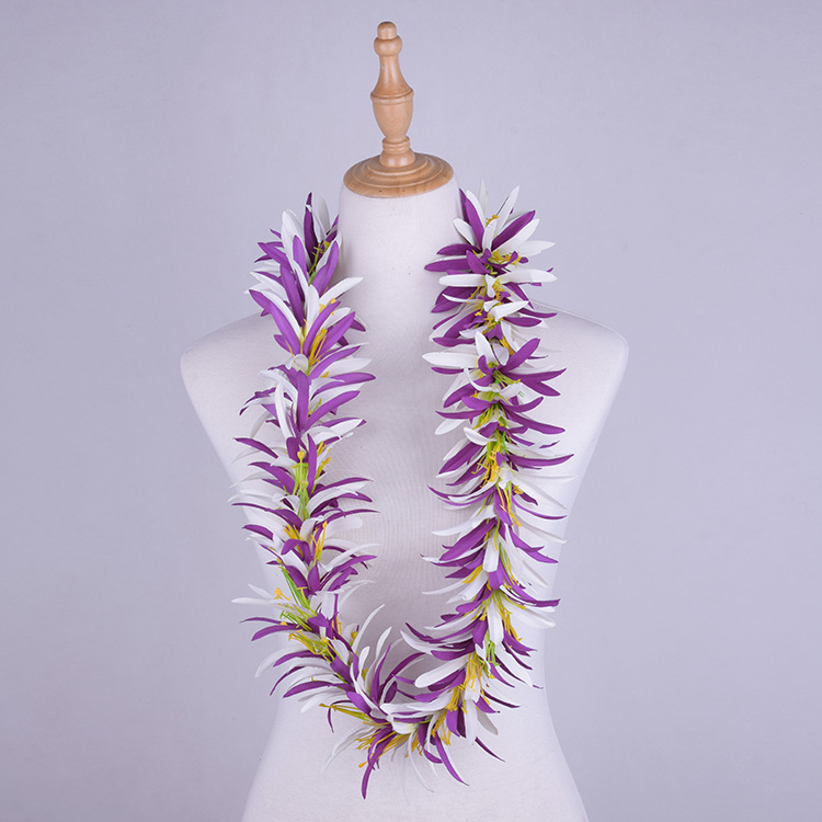 flower lei HL0004-2A WHITE PURPLE flower lei HL0004-2A WHITE PURPLE