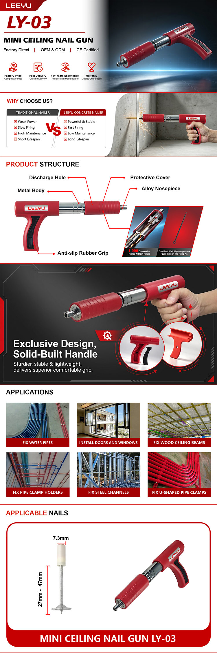 LY-03 Heavy-Duty Powder Actuated Nail Gun, LY-03 Heavy-Duty Powder Actuated Nail Gun,