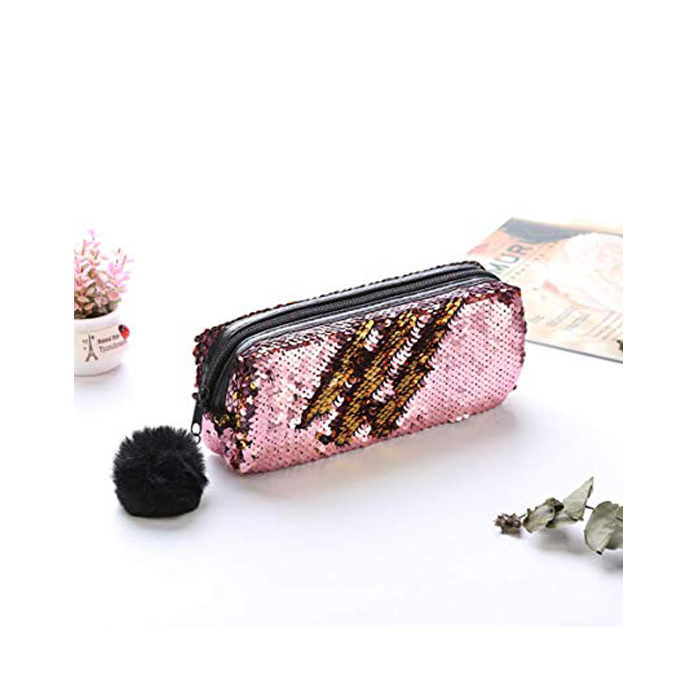 Sequin Pink And Gold Pencil Case 1 Sequin Pink And Gold Pencil Case 1