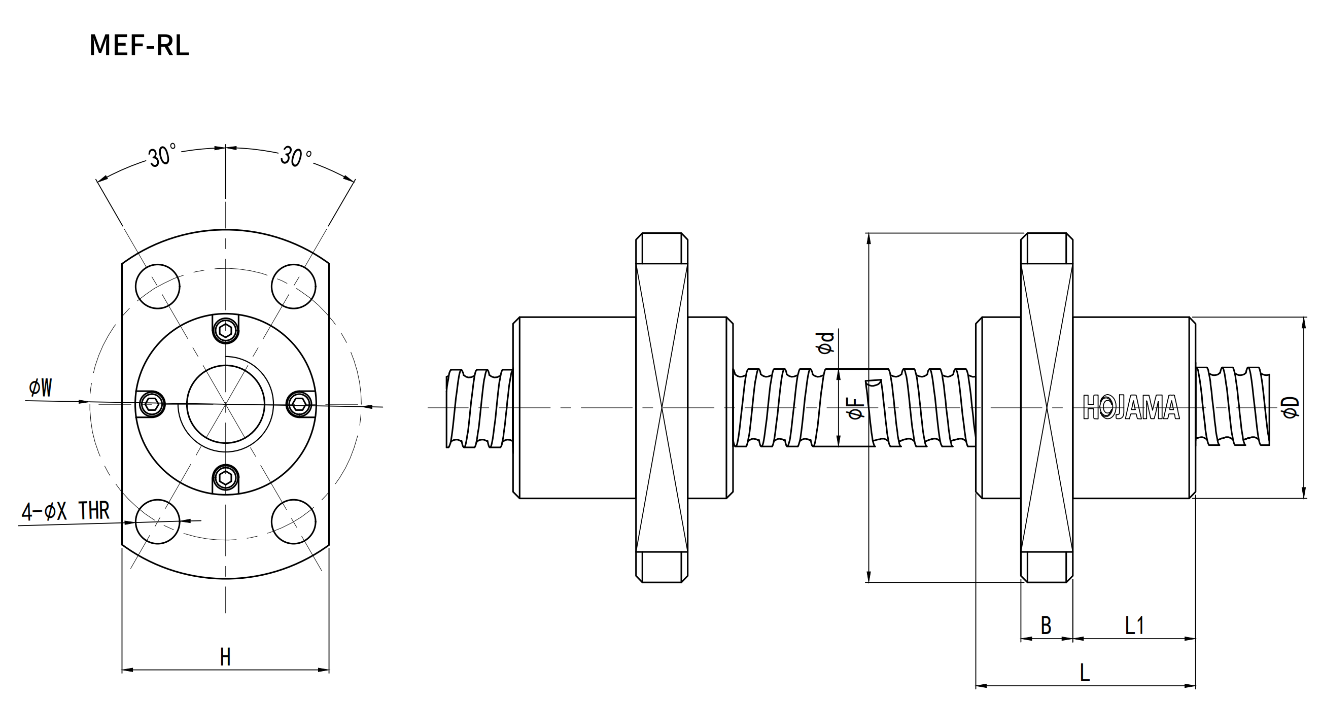 MEF bi direction ball screw and nut MEF bi direction ball screw and nut