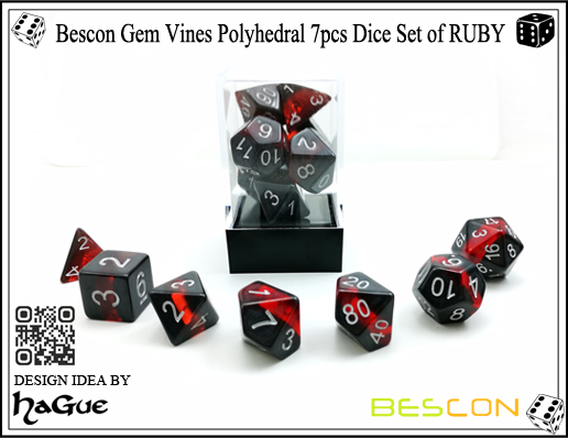 Bescon Gem Vines poliédrica 7pcs conjunto de dados de RUBY-4 Bescon Gem Vines Polyhedral 7pcs Dice Set of RUBY-4