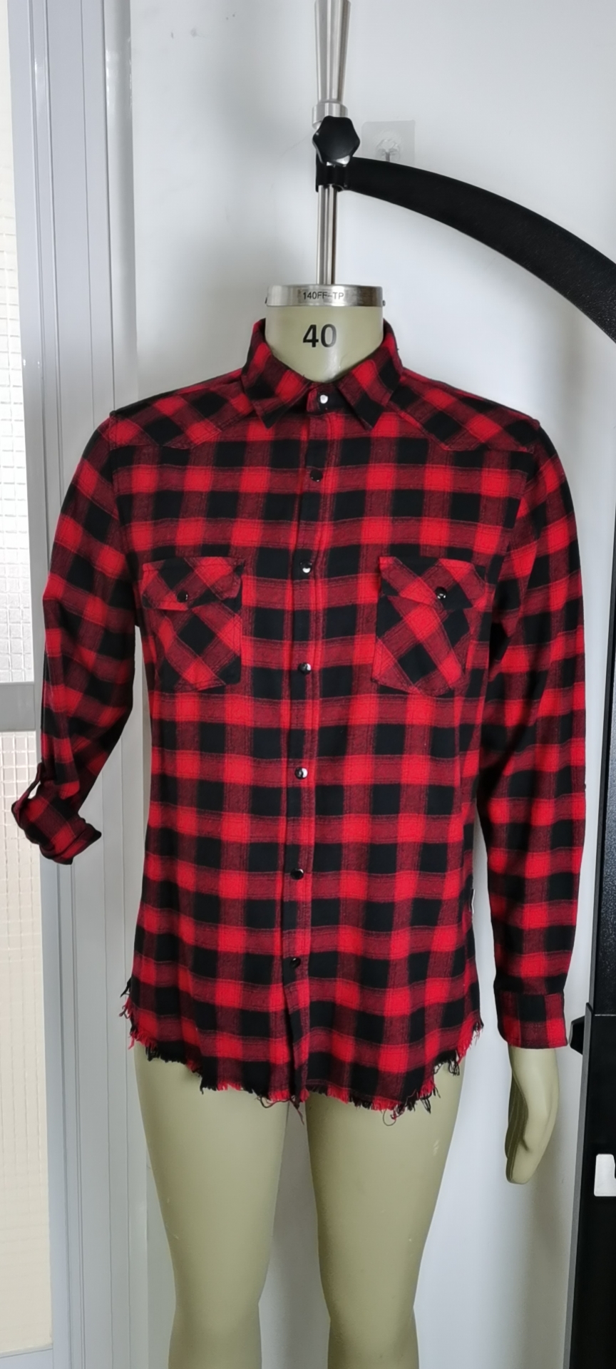 Men's 100% Cotton Red And Black Checked Shirt Men's 100% Cotton Red And Black Checked Shirt