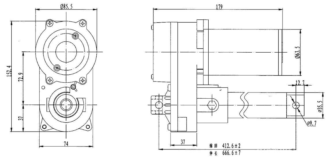 ZGZQ05 dc linear actuator/ dimension