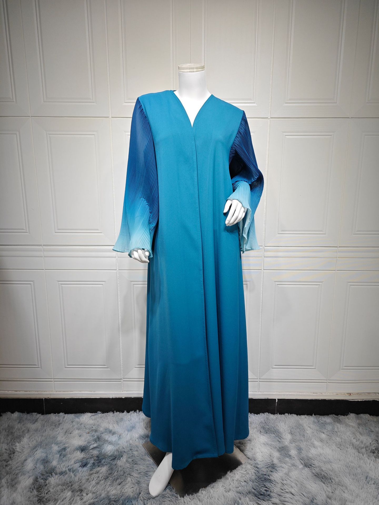Fashion Kimono Abaya with Pleated Bell Sleeves MQ202 (5) Fashion Kimono Abaya with Pleated Bell Sleeves MQ202 (5)