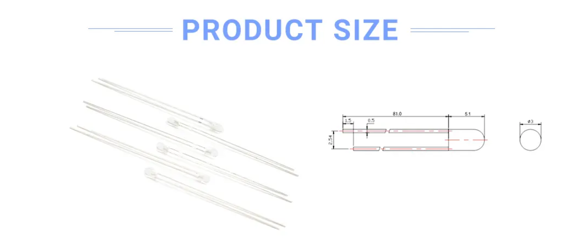 3mm ultra long pins through-hole LED 81mm